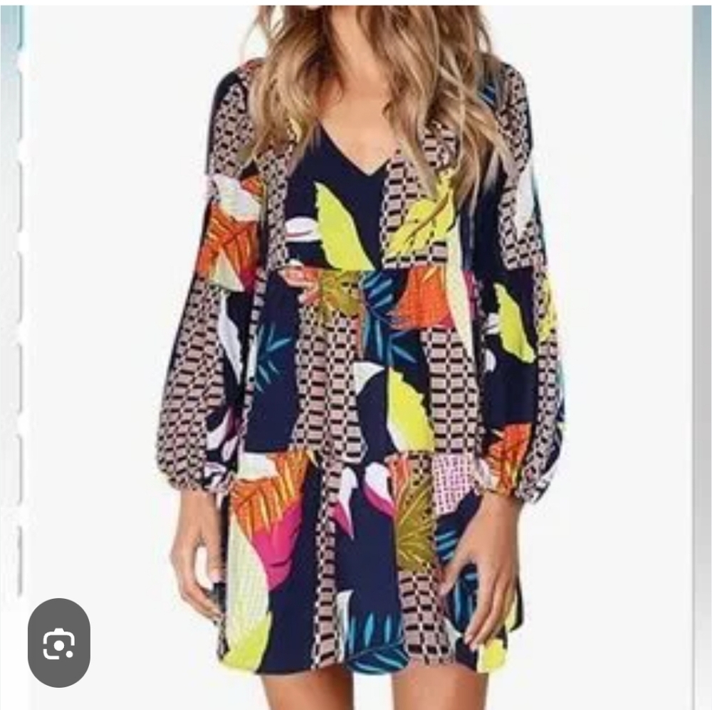 Amoretu Woman Tunic V- Neck Loose Flowy Casual Swing Shift Dress 2XL